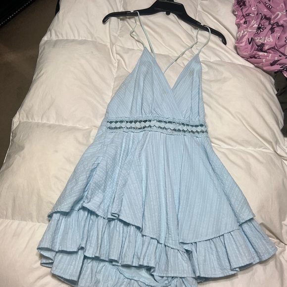 Light Blue Sleeveless Ruffle romper - Picture 5 of 6